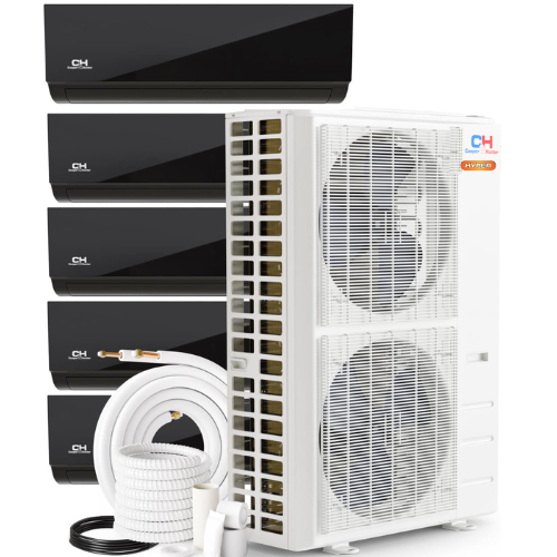 Cooper&Hunter Hyper Olivia Midnight 5-Zone Ductless Mini Split AC & Heat Pump 55000 BTU (6K+9K+9K+9K+9K), Wall Mount Units, 230V - R410A
