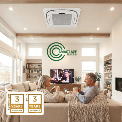 Bravo 24,000 BTU Pisa Series Up to 22.0 SEER2 Single Zone Ceiling Cassette Mini Split Heat Pump System w/ 16ft Installation Kit - R32 | 230V