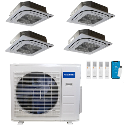 MRCOOL Olympus 4th Generation 4-Zone Ductless Mini Split AC & Heat Pump 27000 BTU (9K+9K+9K+9K), Ceiling Cassette Units, 230V