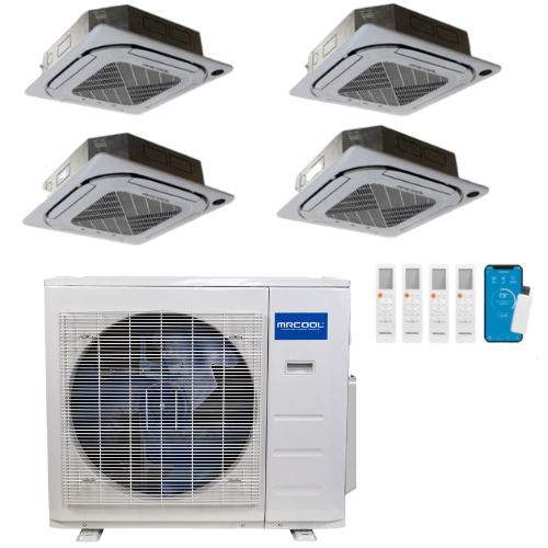 MRCOOL Olympus 4th Generation 4-Zone Ductless Mini Split AC & Heat Pump 36000 BTU (9K+9K+12K+18K), Ceiling Cassette Units, 230V