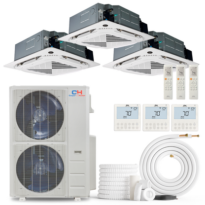 Cooper&Hunter 3-Zone Ductless Mini Split AC & Heat Pump 60000 BTU (12K+12K+24K), Ceiling Cassettes Units, 230V