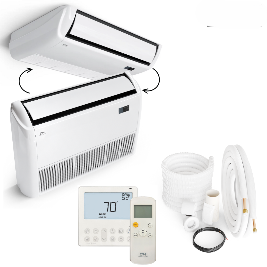 Cooper&Hunter 2-Zone Hyper Ductless Mini Split AC & Heat Pump 55000 BTU (18K+18K), Universal/Floor Ceiling Units, 230V - R410A