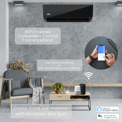 Cooper&Hunter Hyper Olivia Midnight 4-Zone Ductless Mini Split AC & Heat Pump 55000 BTU (6K+6K+9K+9K), Wall Mount Units, 230V - R410A