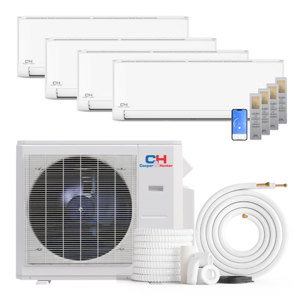 Cooper&Hunter Olivia 4-Zone Ductless Mini Split AC & Heat Pump 28000 BTU (6K+6K+6K+6K), Wall Mount Units, 230V