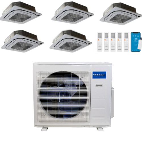 MRCOOL Olympus 4th Generation 5-Zone Ductless Mini Split AC & Heat Pump 36000 BTU (9K+9K+9K+9K+9K), Ceiling Cassette Units, 230V
