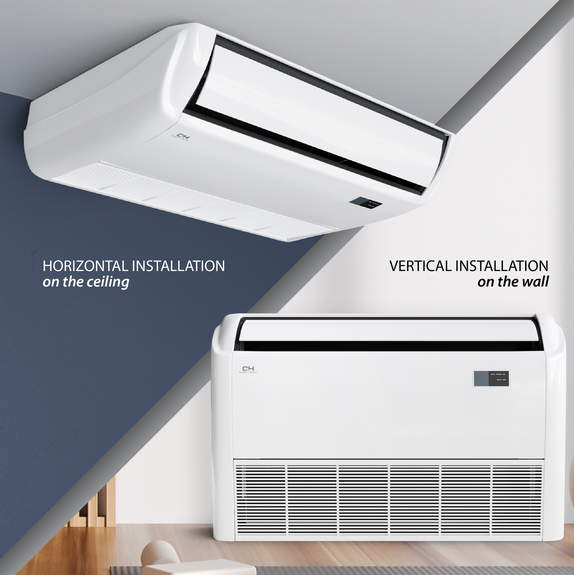 Cooper&Hunter 2-Zone Ductless Mini Split AC & Heat Pump 60000 BTU (18K+24K), Universal Floor/Ceiling Units, 230V