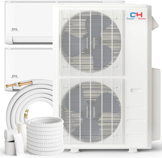 Cooper&Hunter Olivia 2-Zone Ductless Mini Split AC & Heat Pump 48000 BTU (12K+24K), Wall Mount Units, 230V - R410A