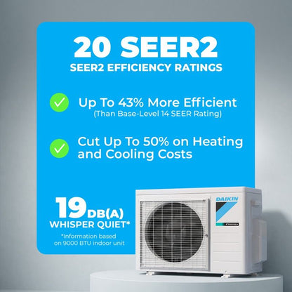 Daikin 9,000 BTU Oterra 20 SEER2 Single Zone Wall Mount Mini Split Heat Pump System - R32 | 115V