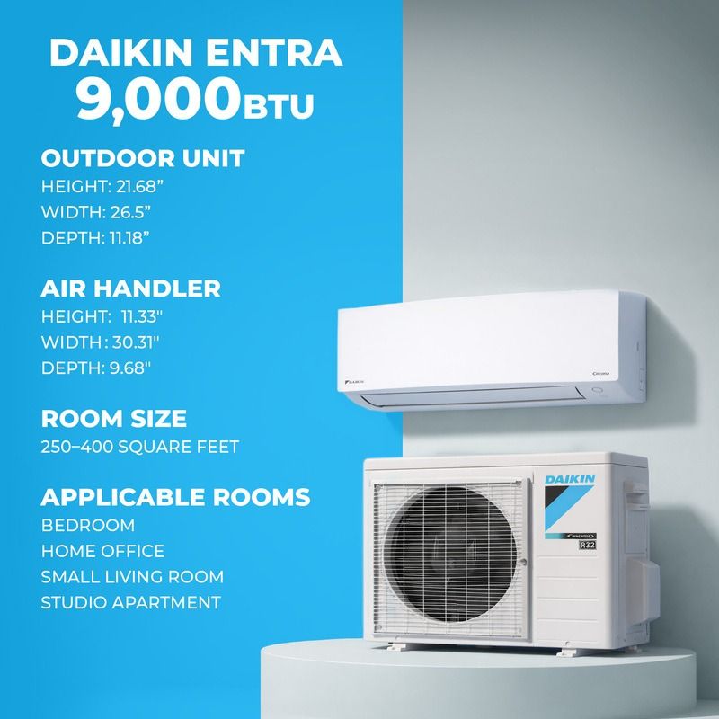 Daikin 9,000 BTU Entra 18 SEER2 Single Zone Wall Mount Mini Split Heat Pump System - R32 | 230V