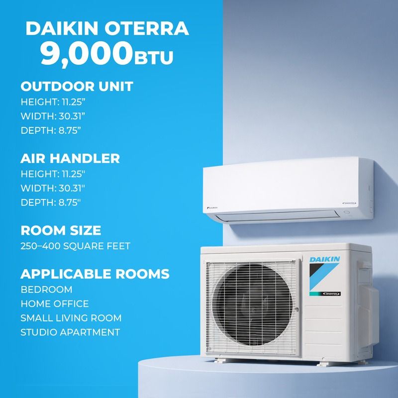 Daikin 9,000 BTU Oterra 20 SEER2 Single Zone Wall Mount Mini Split Heat Pump System - R32 | 115V