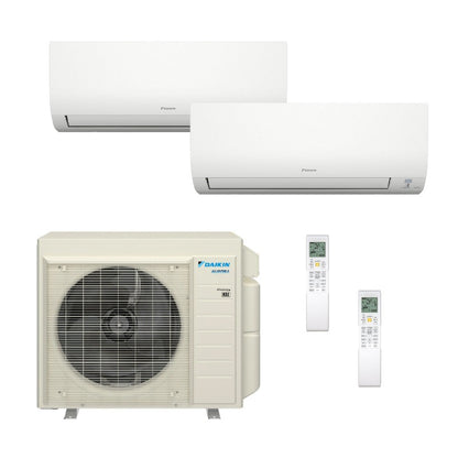 Daikin Hyper Heat Aurora 2-Zone Ductless Mini Split AC & Heat Pump 24000 BTU (12K+15K), Wall Mount Units, 230V - R32