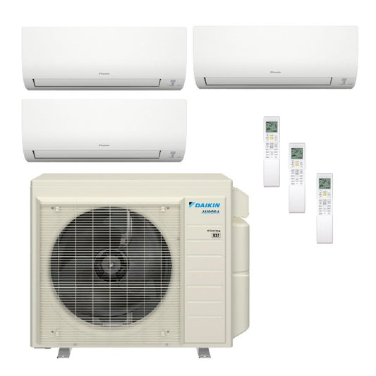 Daikin Aurora 3-Zone Ductless Mini Split AC & Heat Pump 24000 BTU (7K+12K+12K), Wall Mount Units, 230V - R32