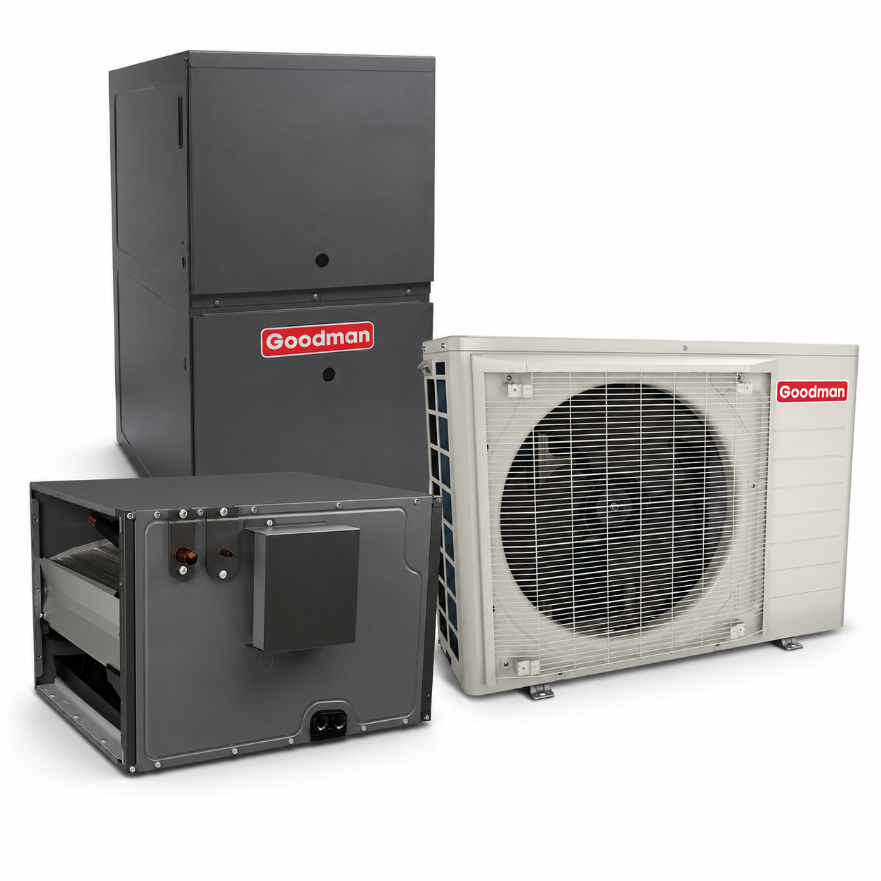 Goodman 5 Ton 16.0 SEER2 80% AFUE 80,000 BTU Furnace and High Efficiency Heat Pump System | Inverter - R32 - Downflow/Horizontal
