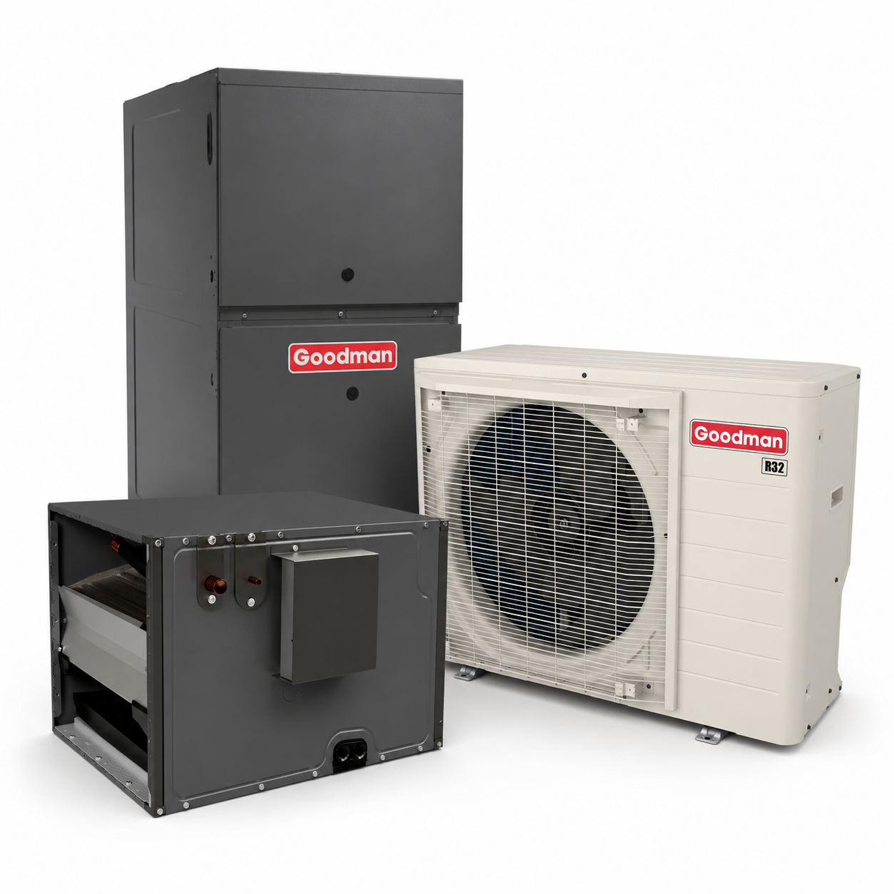 Goodman 2 Ton 19.0 SEER2 80% AFUE 80,000 BTU Gas Furnace and R32 Air Conditioner System - Downflow/Horizontal