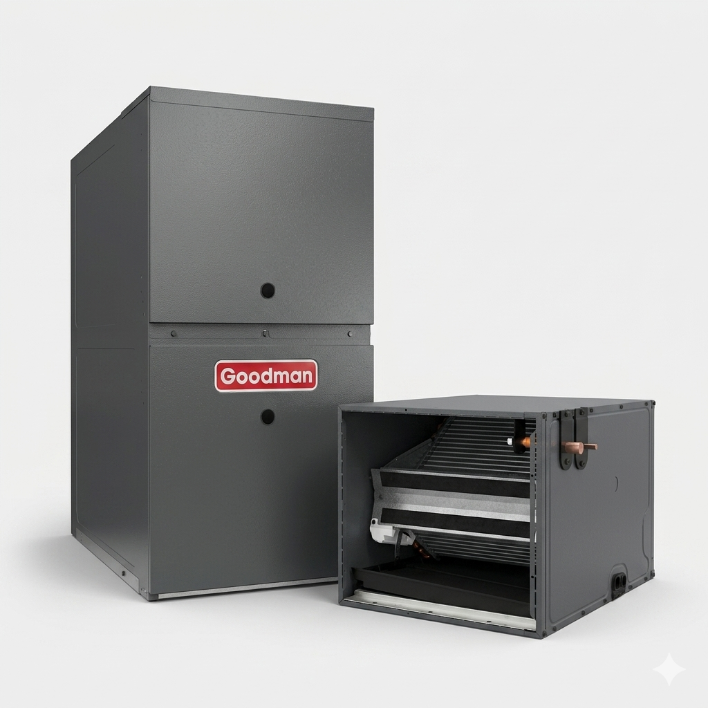 Goodman 2 Ton 80% AFUE Furnace and Coil System - R32 - Upflow/Horizontal