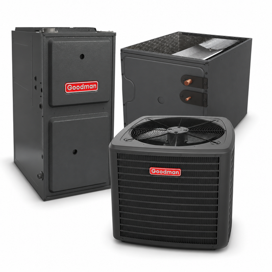 Goodman 2 Ton 14.5 SEER2 96% AFUE 60,000 BTU Furnace and High Efficiency Heat Pump System | Inverter - R32 - Upflow/Horizontal