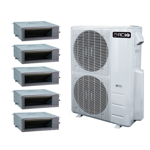 ACIQ 5-Zone Ducted Mini Split AC & Heat Pump 48000 BTU (12K+12K+12K+12K+12K), Slim Duct Units, 230V