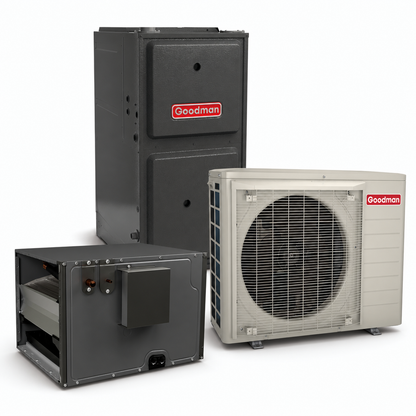 Goodman 2.5 Ton 17.5 SEER2 96% AFUE 80,000 BTU Furnace and High Efficiency Heat Pump System | Inverter - R32 - Upflow/Horizontal
