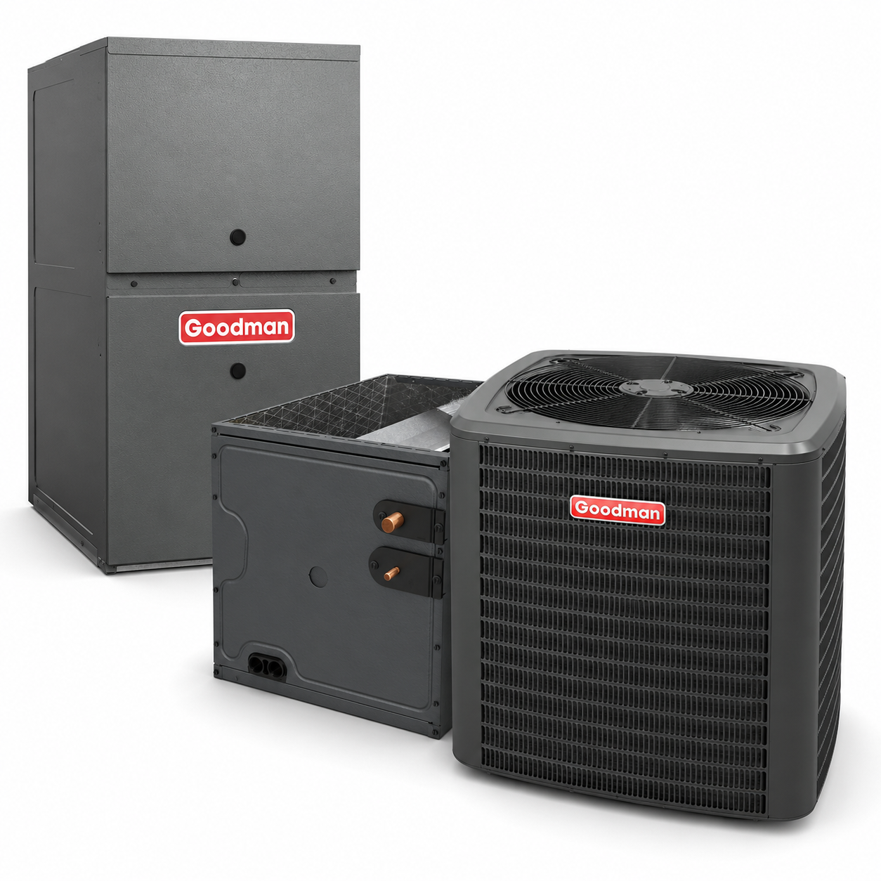 Goodman 2 Ton 14.5 SEER2 80% AFUE 60,000 BTU Furnace and High Efficiency Heat Pump System | Inverter - R32 - Upflow/Horizontal