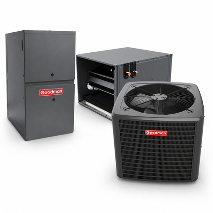 Goodman 1.5 Ton 15.2 SEER2 80% AFUE 60,000 BTU Furnace and High Efficiency Heat Pump System | Inverter - R32 - Upflow/Horizontal