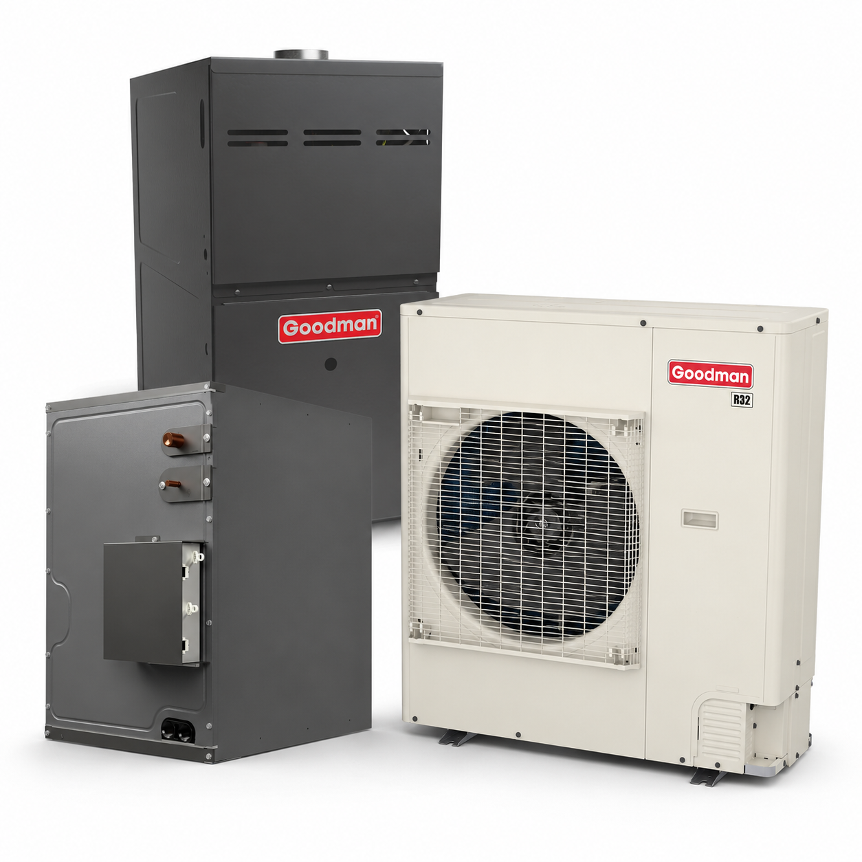 Goodman 3 Ton 19.0 SEER2 80% AFUE 80,000 BTU Gas Furnace and R32 Air Conditioner System - Upflow/Horizontal