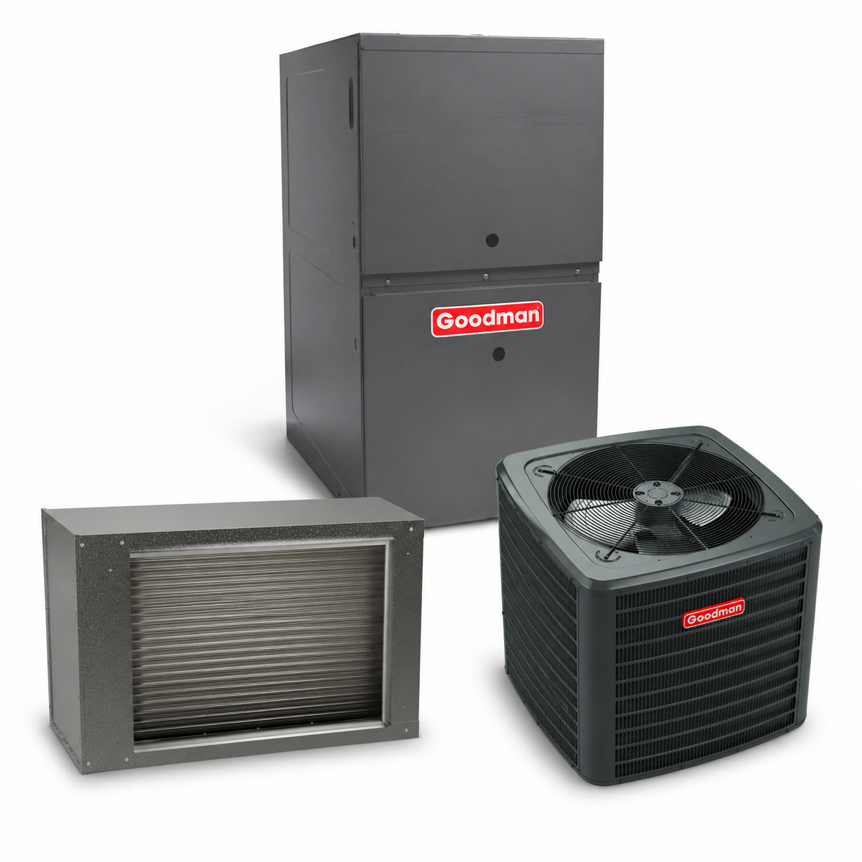 Goodman 3 Ton 14.3 SEER2 80% AFUE 100,000 BTU Gas Furnace and R32 Air Conditioner System - Downflow/Horizontal