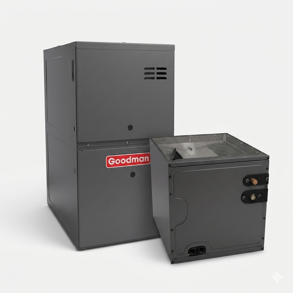 Goodman 2 Ton 80% AFUE Furnace and Coil System - R32 - Upflow/Horizontal