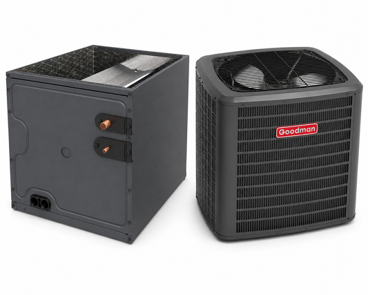 Goodman 1.5 Ton 14.0 SEER2 Central Air Conditioner Split with 17 1/2' inch Upflow/Downflow Cased Coil- R32