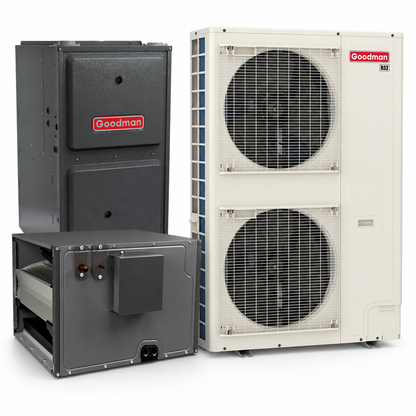 Goodman 5 Ton 16.0 SEER2 96% AFUE 80,000 BTU Furnace and High Efficiency Heat Pump System | Inverter - R32 - Downflow/Horizontal