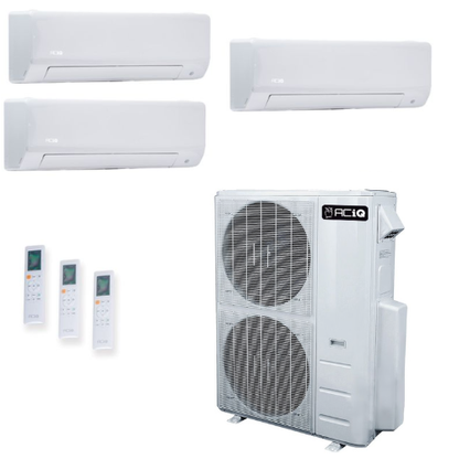 ACIQ 3-Zone Ductless Mini Split AC & Heat Pump 48000 BTU (9K+9K+9K), Wall Mount Units, 230V