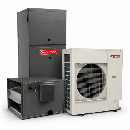 Goodman 4 Ton 17.5 SEER2 80% AFUE 80,000 BTU Furnace and High Efficiency Heat Pump System | Inverter - R32 - Downflow/Horizontal