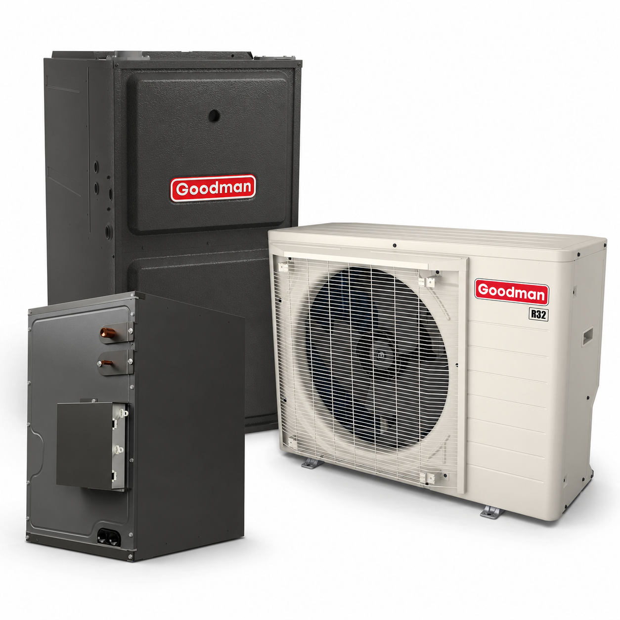 Goodman 2 Ton 19.0 SEER2 96% AFUE 80,000 BTU Gas Furnace and R32 Air Conditioner System - Upflow/Horizontal