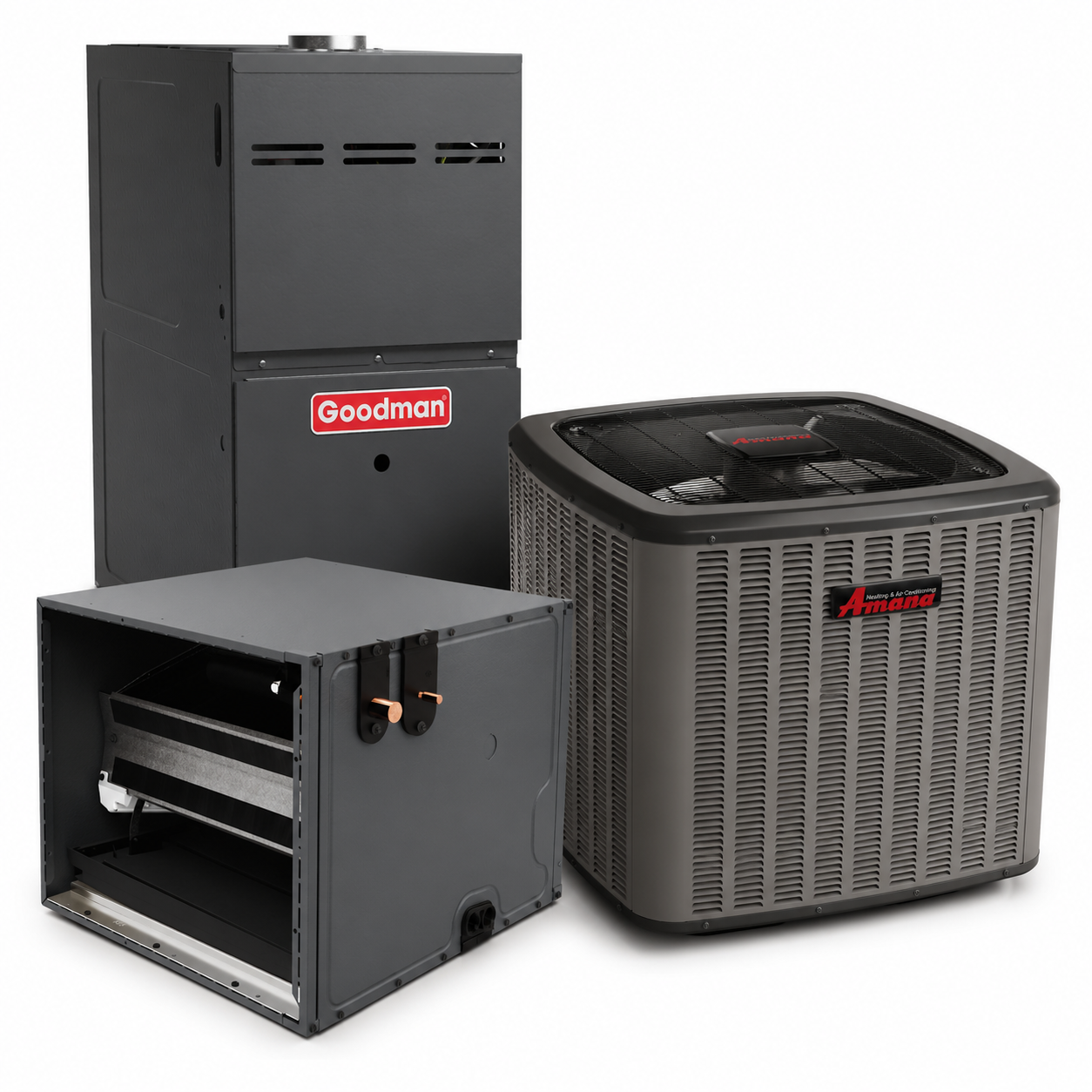 Goodman 2 Ton 17.2 SEER2 80% AFUE 60,000 BTU Furnace and High Efficiency Heat Pump System | Inverter - R32 - Upflow/Horizontal