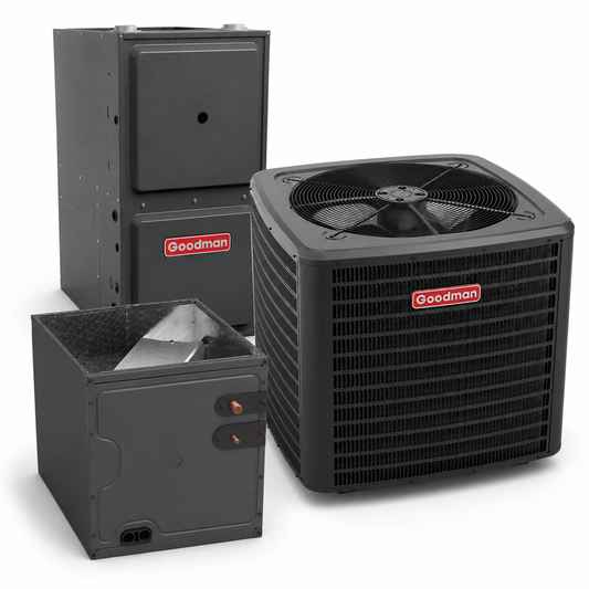 Goodman 2 Ton 14.5 SEER2 92% AFUE 80,000 BTU Furnace and High Efficiency Heat Pump System | Inverter - R32 - Upflow/Horizontal