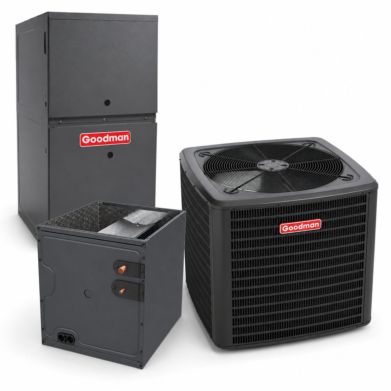 Goodman 2 Ton 14.5 SEER2 80% AFUE 40,000 BTU Furnace and High Efficiency Heat Pump System | Inverter - R32 - Downflow/Horizontal