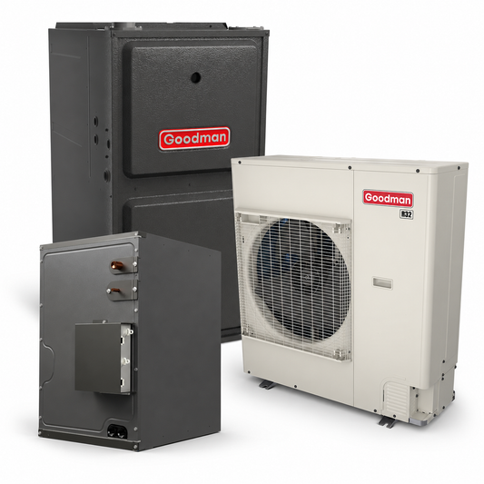 Goodman 4 Ton 16.5 SEER2 96% AFUE 80,000 BTU Gas Furnace and R32 Air Conditioner System - Upflow/Horizontal