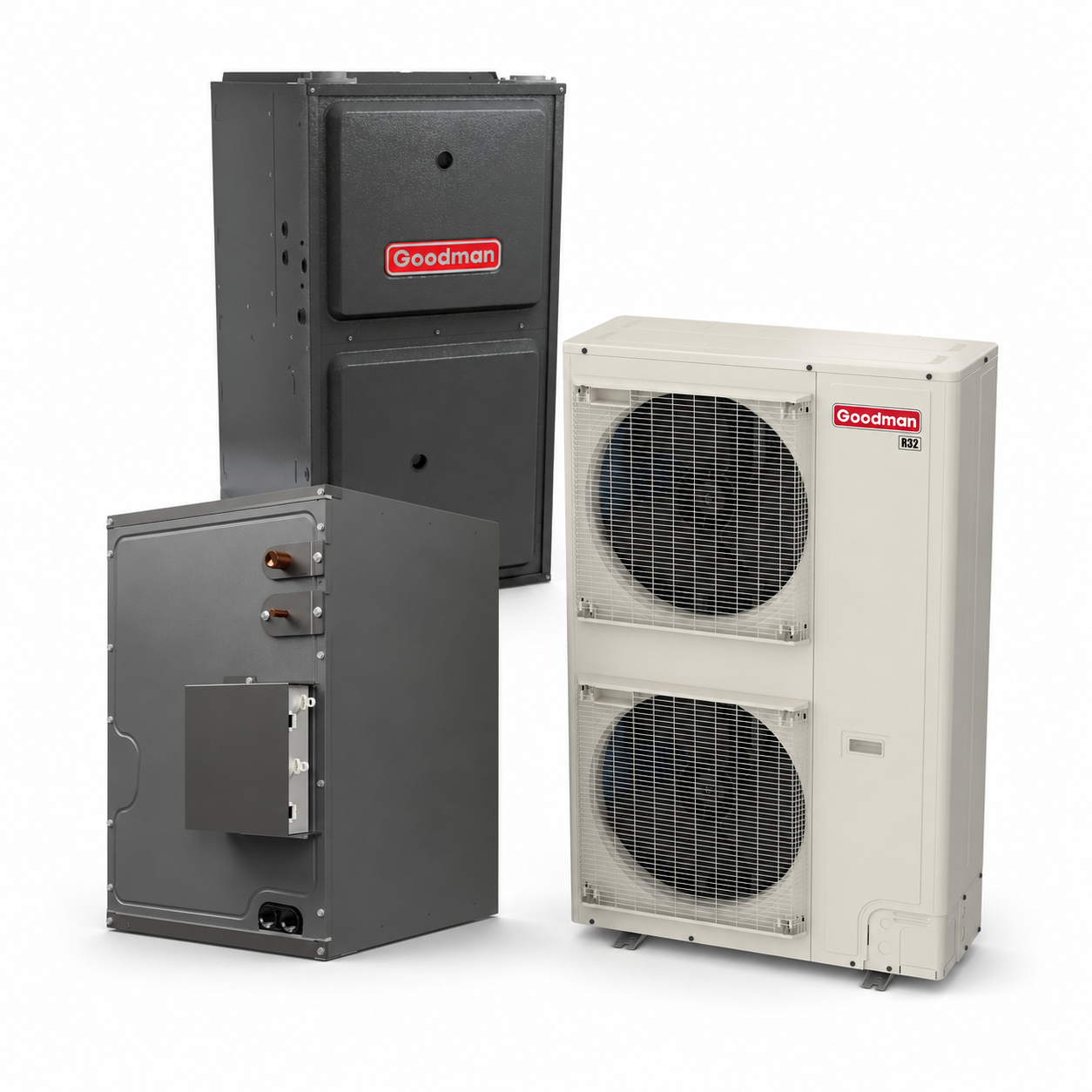 Goodman 5 Ton 16.0 SEER2 96% AFUE 120,000 BTU Gas Furnace and R32 Air Conditioner System - Downflow/Horizontal