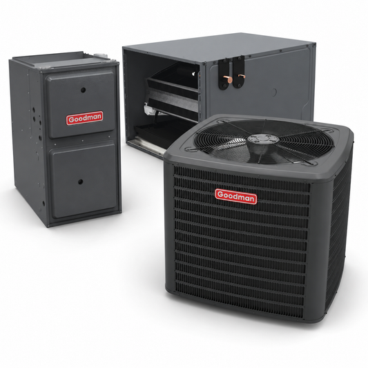 Goodman 2.5 Ton 14.5 SEER2 96% AFUE 40,000 BTU Furnace and High Efficiency Heat Pump System | Inverter - R32 - Upflow/Horizontal