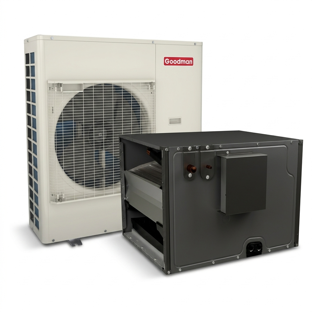 Goodman 4 Ton 17.5 SEER2 Central Heat Pump with 26 1/2' inch Horizontal Cased Coil | Inverter - R32