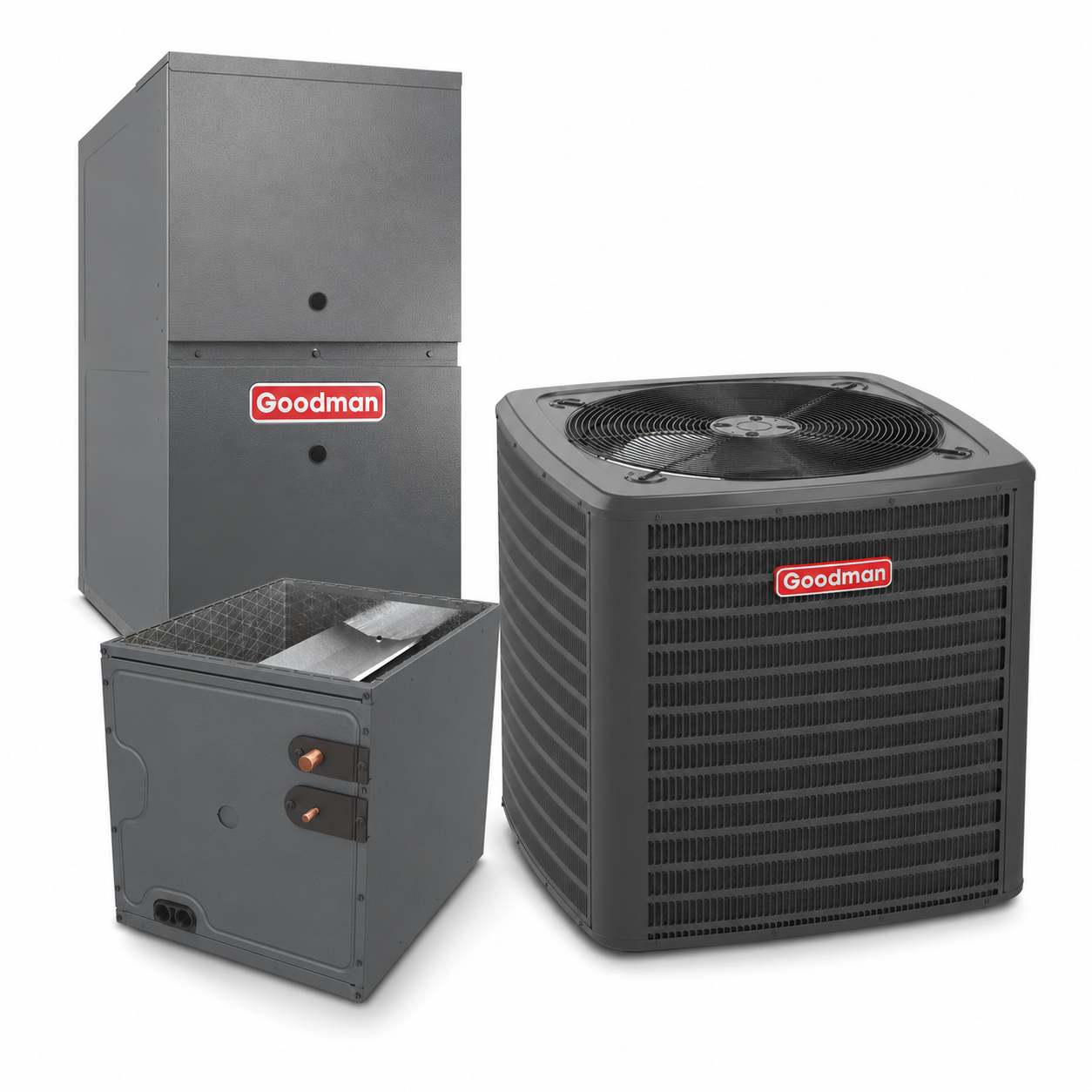 Goodman 2 Ton 14.3 SEER2 80% AFUE 80,000 BTU Gas Furnace and R32 Air Conditioner System - Upflow/Horizontal