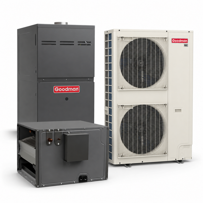 Goodman 5 Ton 16.0 SEER2 80% AFUE 80,000 BTU Furnace and High Efficiency Heat Pump System | Inverter - R32 - Upflow/Horizontal