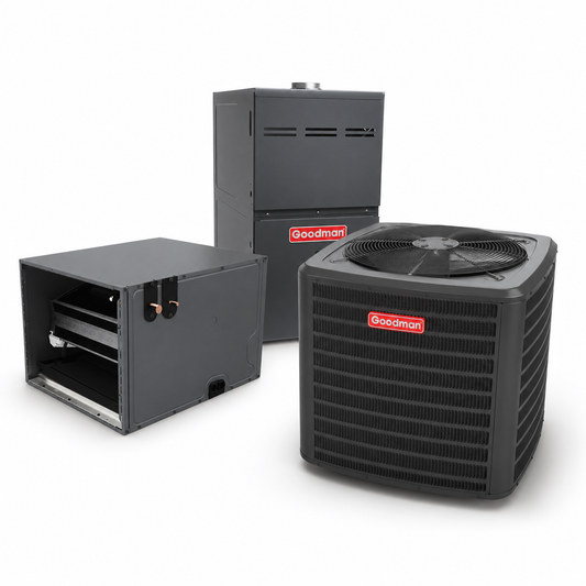 Goodman 1.5 Ton 14.3 SEER2 80% AFUE 60,000 BTU Gas Furnace and R32 Air Conditioner System - Upflow/Horizontal
