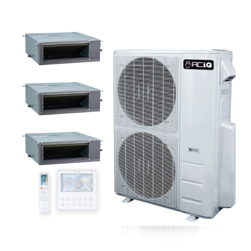 ACIQ 3-Zone Ducted Mini Split AC & Heat Pump 48000 BTU (12K+12K+24K), Slim Duct Units, 230V