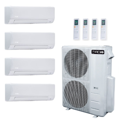 ACIQ 4-Zone Ductless Mini Split AC & Heat Pump 48000 BTU (9K+12K+12K+24K), Wall Mount Units, 230V