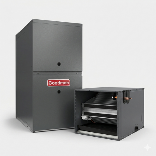 Goodman 1.5 Ton 80% AFUE Furnace and Coil System - R32 - Upflow/Horizontal