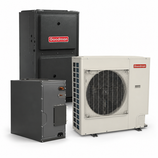 Goodman 4 Ton 16.6 SEER2 96% AFUE 100,000 BTU Gas Furnace and R32 Air Conditioner System - Downflow/Horizontal