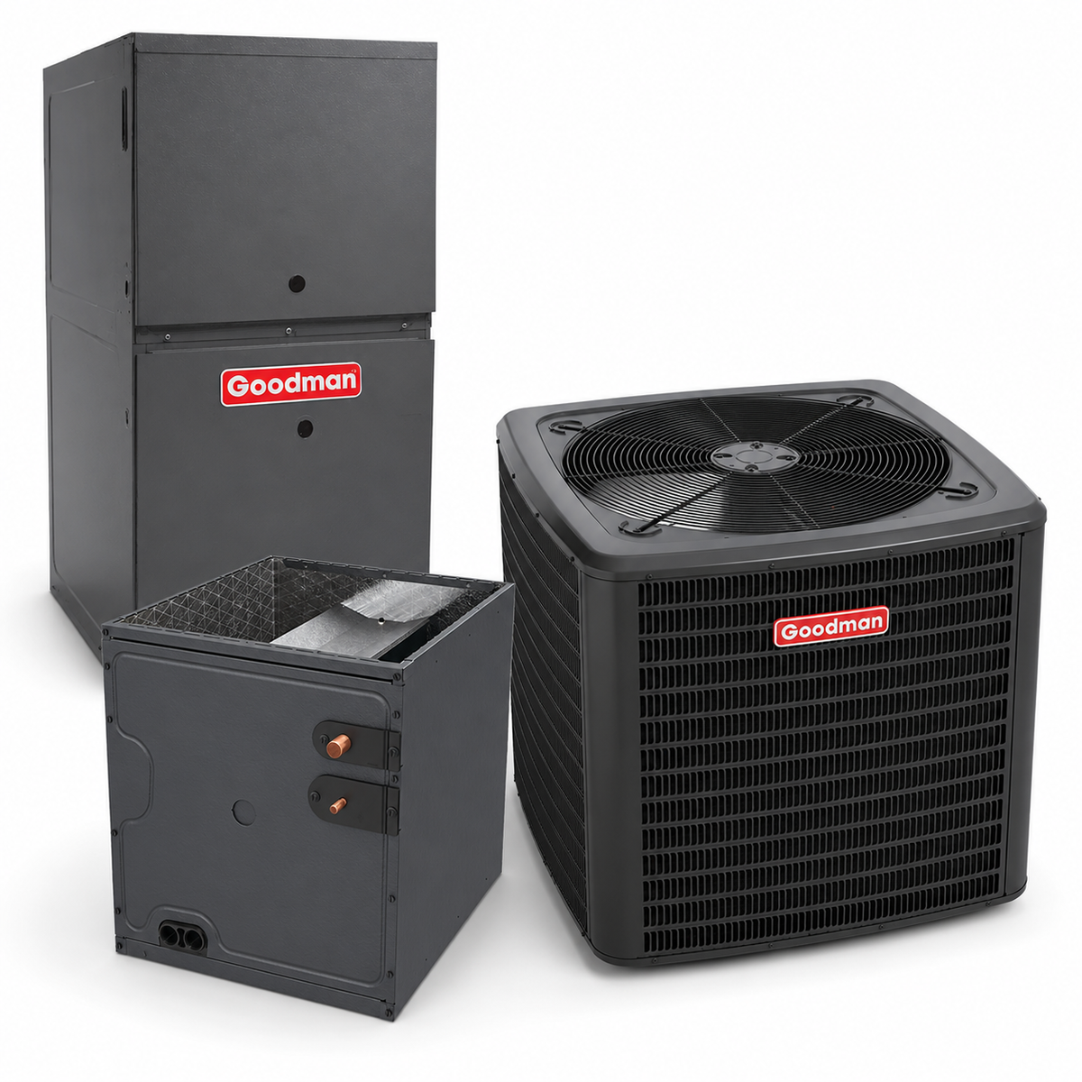 Goodman 2 Ton 14.5 SEER2 80% AFUE 60,000 BTU Furnace and High Efficiency Heat Pump System | Inverter - R32 - Upflow/Horizontal