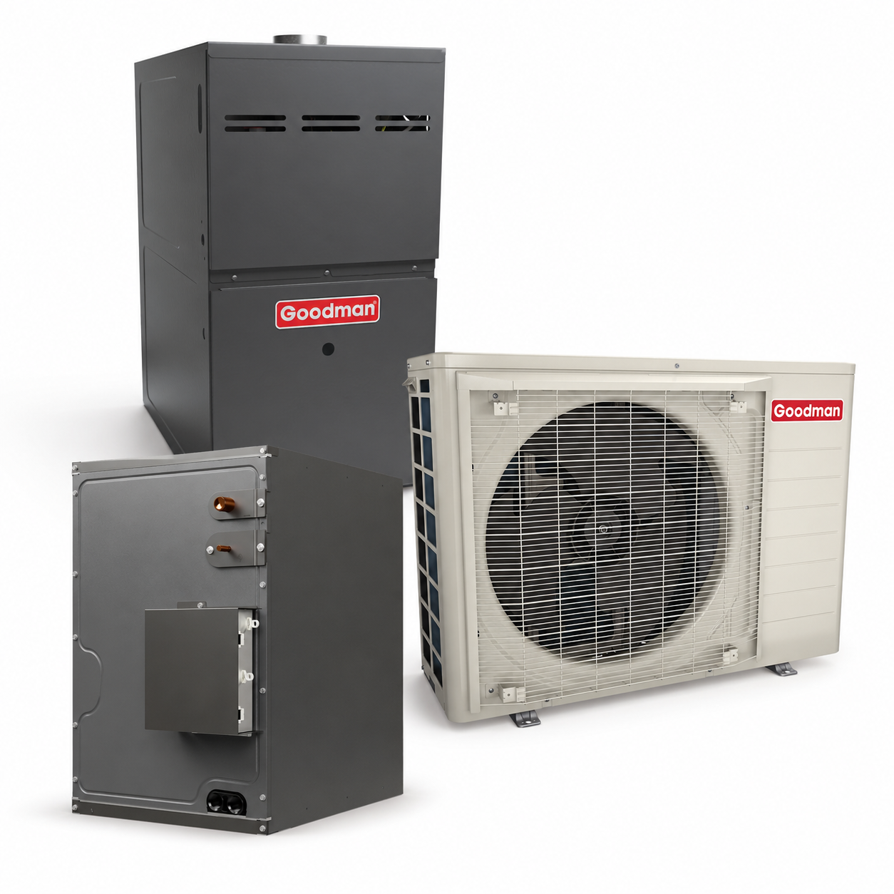 Goodman 2 Ton 19.0 SEER2 80% AFUE 80,000 BTU Furnace and High Efficiency Heat Pump System | Inverter - R32 - Upflow/Horizontal