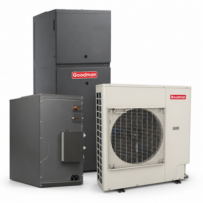 Goodman 3.5 Ton 17.5 SEER2 80% AFUE 100,000 BTU Furnace and High Efficiency Heat Pump System | Inverter - R32 - Downflow/Horizontal