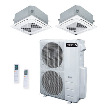 ACIQ 2-Zone Ductless Mini Split AC & Heat Pump 55000 BTU (18K+24K), Ceiling Cassettes Units, 230V
